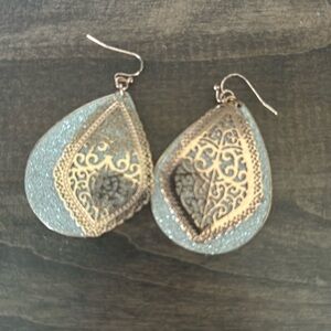 Rose gold filigree tear drop earrings